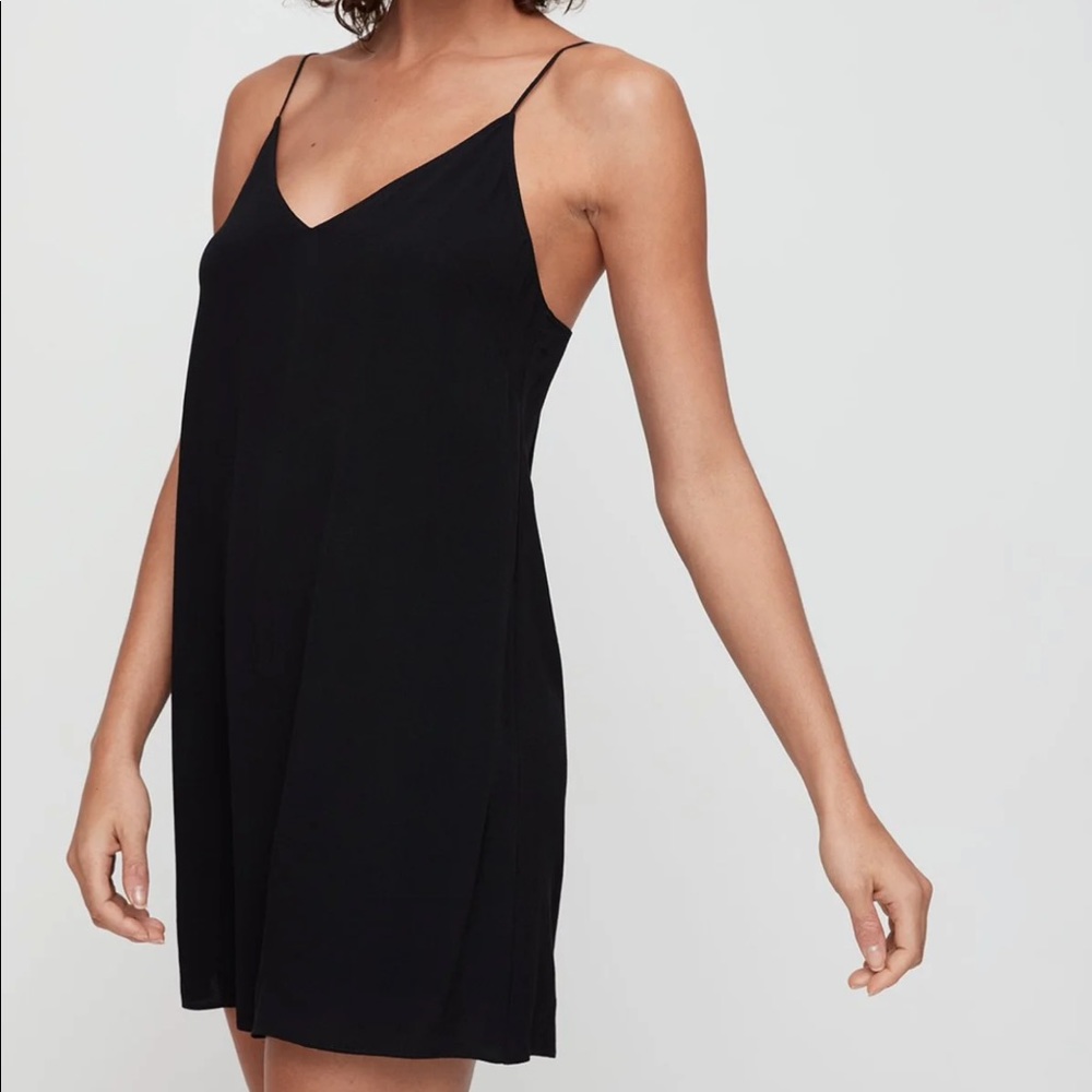 +New Sandro Row Black Slip Dress V Neck sz 2